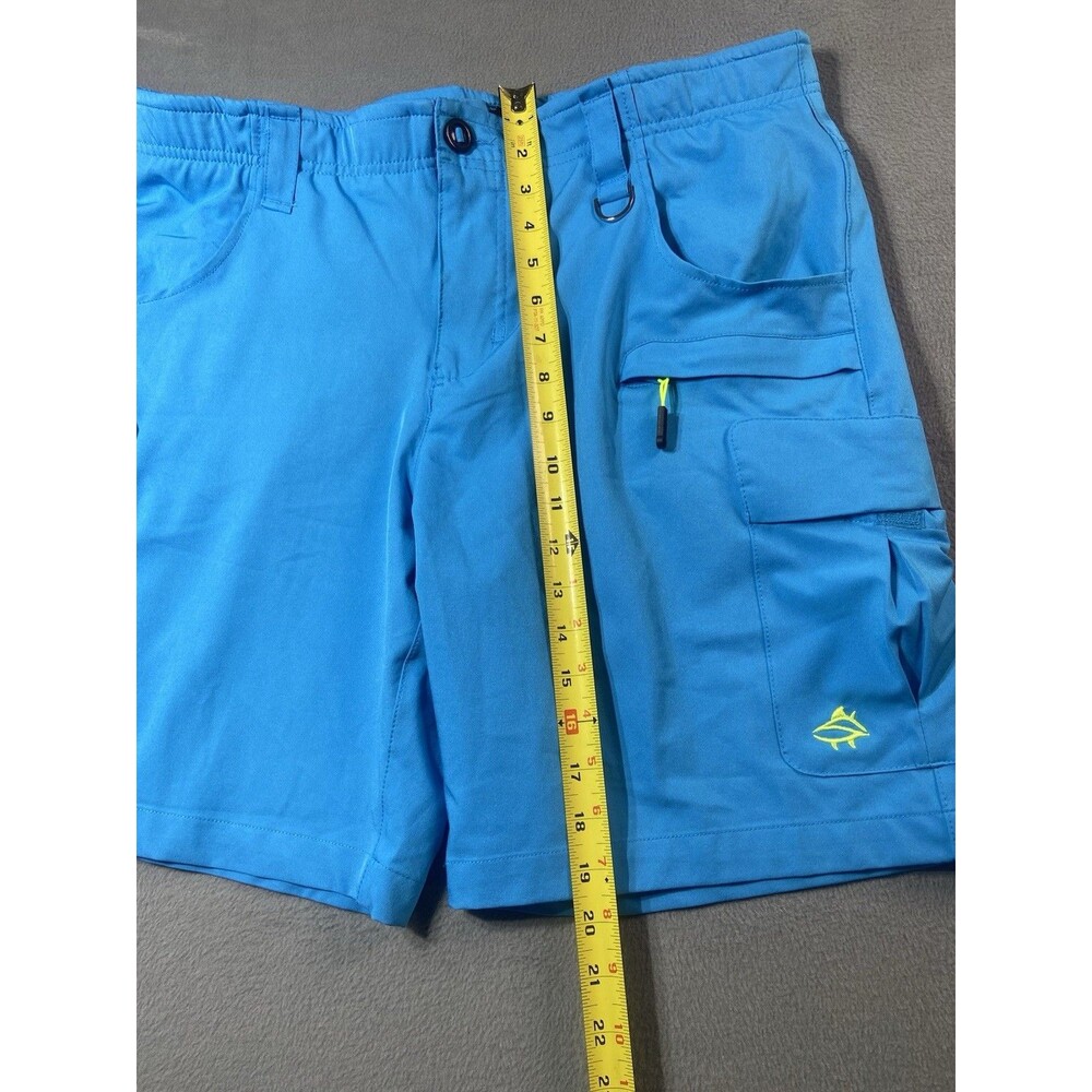 Loco Skail Blue Fishing Cargo Shorts Mens 36 Stretch Performance Zipper Pocket - Picture 5 of 12